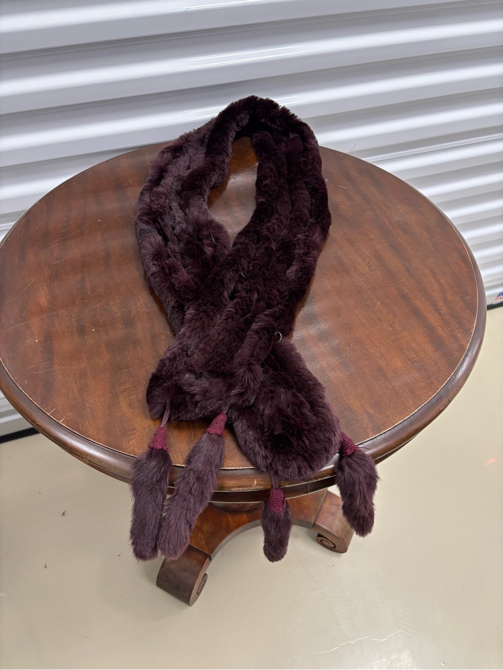 Rabbit Fur Scarf - Burgundy